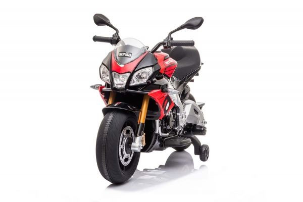 Lizenz Kinder Elektro Motorrad Aprilia Tuono 2x 20W 12V Ah Stützräder