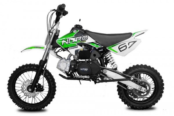 110cc Dirtbike Storm 14"/12" 4-Gang V2 Kick-Start with new Sticker Design